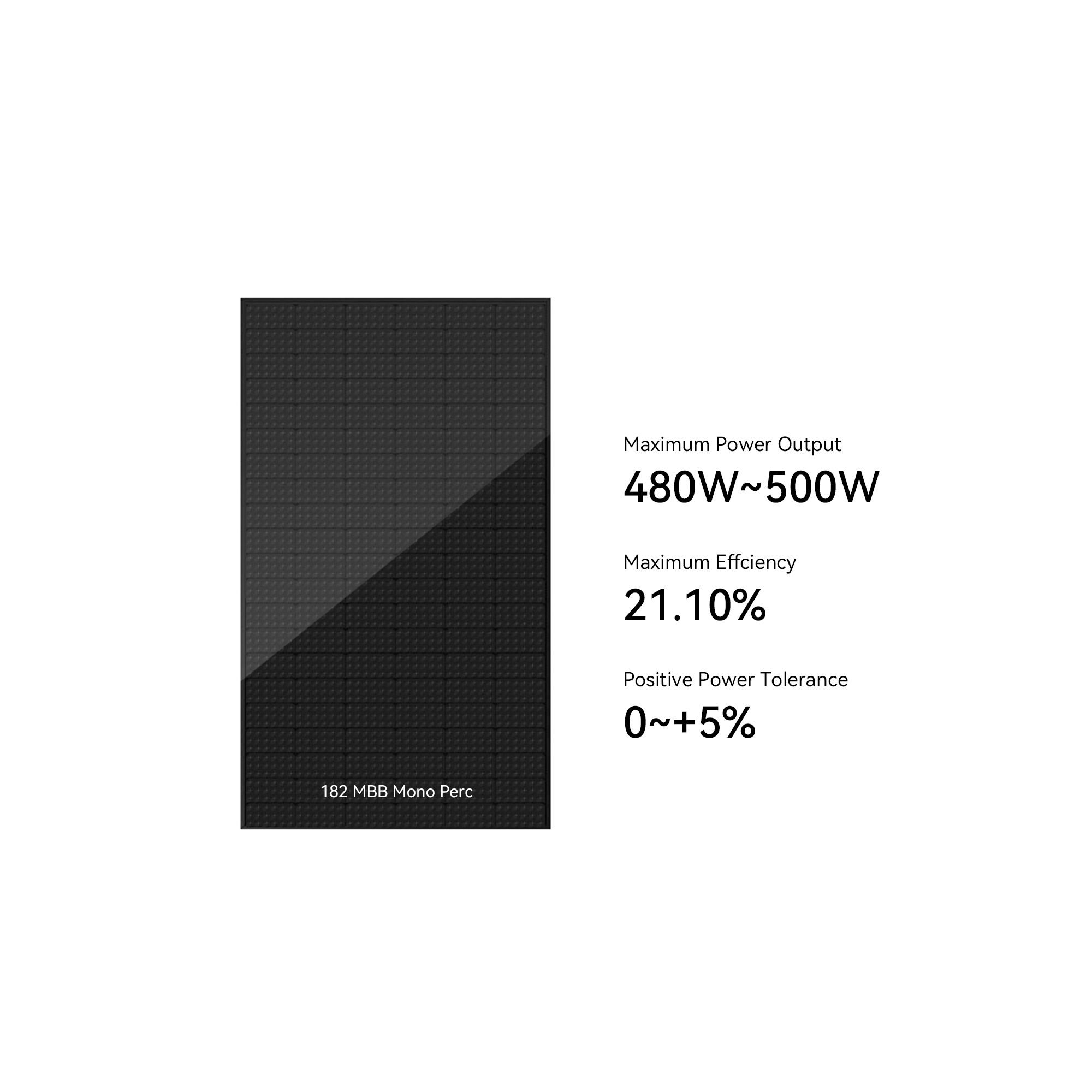 500W-182-MBB-单晶全氯半电池光伏组件